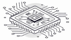 Microprocessor vector design, computer chip, CPU, electronic component, circuit board art Generative AI