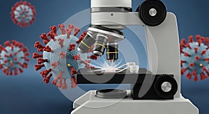 Microscope Analyzing Microbes and Cells on Slide