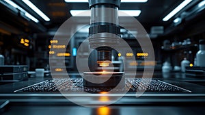 microscope examining a microchip surface