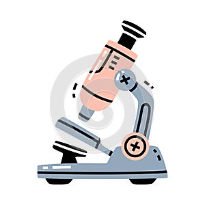 Microscope as School Item for Biology Class Vector Illustration