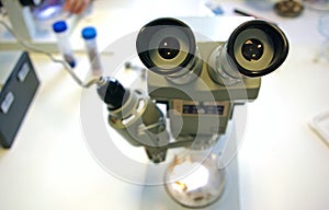 Microscope on desk