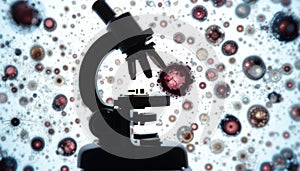 Microscope Examining a Cell A Close-Up View of Microscopic Life