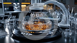 Microscope examining liquid samples