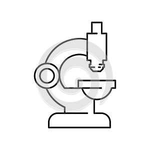 Microscope icon. Concept of scientific research. Flat style illustration. Isolated on white background.