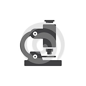 Microscope icon vector, filled flat sign, solid pictogram isolated on white.