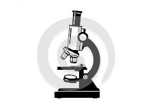 Microscope Illustration for Science and Education, Black and White