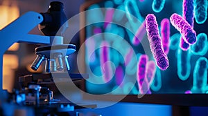 Microscope image of genetically engineered bacteria.