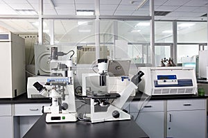 Microscope in a lab