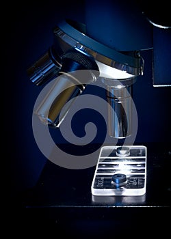 Microscope in the laboratory photo