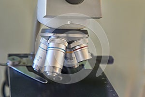 Microscope lens closeup
