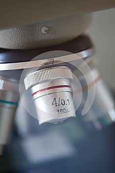 Microscope lens closeup
