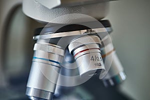 Microscope lens closeup