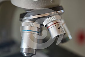 Microscope lens closeup