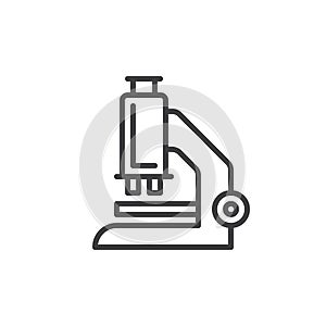 Microscope line icon, outline vector sign, linear style pictogram isolated on white.