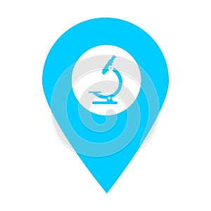 Microscope map pin pointer icon. Element of map point for mobile concept and web apps. Icon for website design and app development