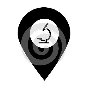 Microscope map pin pointer icon. Element of map point for mobile concept and web apps. Icon for website design and app development