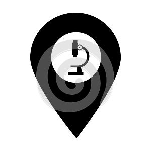 Microscope map pin pointer icon. Element of map point for mobile concept and web apps. Icon for website design and app development