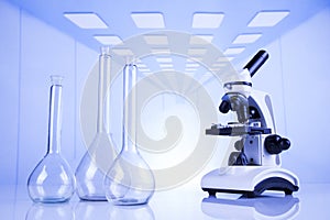 Microscope in medical laboratory, Research and experiment