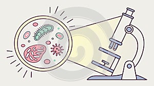 Microscope and Microscopic Organisms, Science and Biology Research, vector design Generative AI