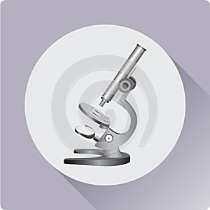 Microscope school. Microscope school. Vintage. Flat icon.