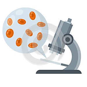 Microscope. Scientific equipment of laboratory. Study of microcosm