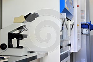 Microscope in a scientific lab