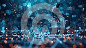 A microscope in the scientific laboratory of nanotechnology is doing research