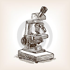 Microscope sketch style vector illustration