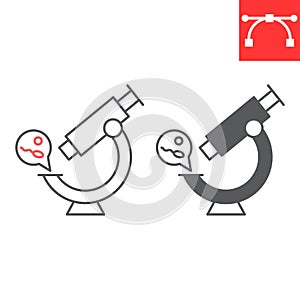 Microscope sperm line and glyph icon