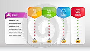 Microscope, Startup concept and Survey progress icons set. Timer sign. Vector