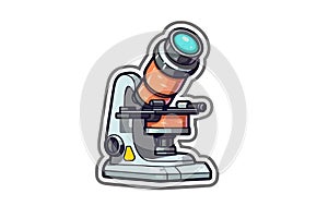Microscope Sticker On White Background. Generative AI