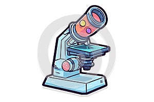 Microscope Sticker On White Background. Generative AI