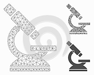 Microscope Vector Mesh Wire Frame Model and Triangle Mosaic Icon