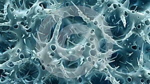A microscope view of a superhydrophobic surface showing the intricate and elaborate structure of the material at a photo
