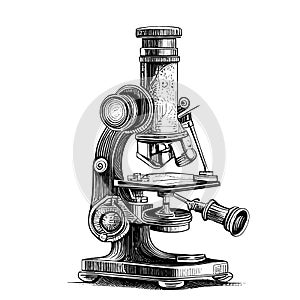 Microscope vintage hand drawn sketch illustration