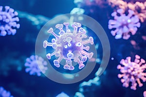 Microscope virus close up with blurry background