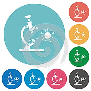 Microscope and virus flat round icons
