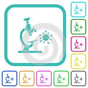 Microscope and virus vivid colored flat icons