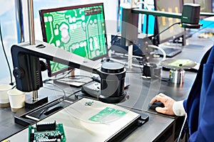 Microscopes for electronic boards with monitors