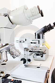 Microscopes in lab