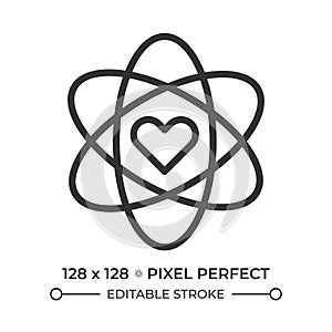 Microscopic atom heart pixel perfect linear icon
