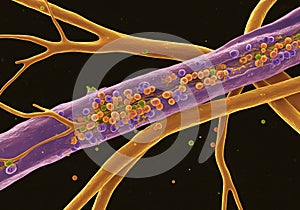 Microscopic biological structures closeup