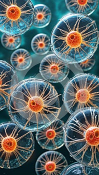 Microscopic Cell View Intricate Spherical Structures from Top Down