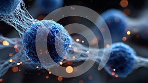 Microscopic Cellular Network 3D Render of Interconnected Cells