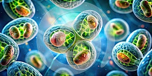 Microscopic cellular structures a detailed visualization of complex organelles within a biological cell. Generative AI