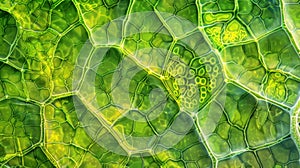 A microscopic crosssection of a leaf displaying the layers of cells and specialized chloroplasts found in the mesophyll photo