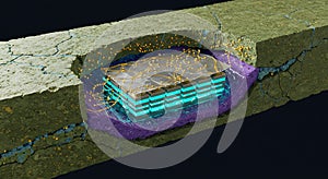 Microscopic energy module embedded in stone