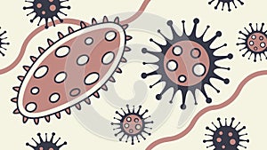 Microscopic Germs, Bacteria, and Virus Pattern, vector design Generative AI