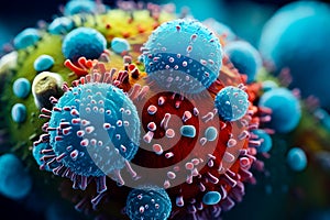 Microscopic germs and pathogens. Generative AI