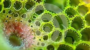Microscopic image of a clubmoss spore showcasing its unique shape and intricate pattern. .